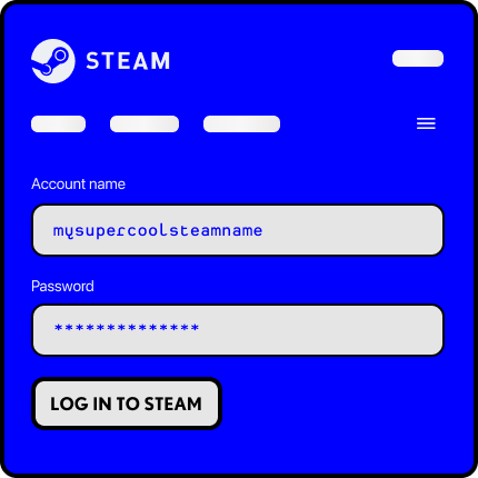 graphic of a login form for Steam