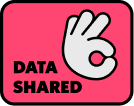 comic ok hand with text: data shared