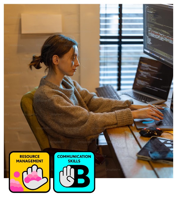 coder with two flex skill badges